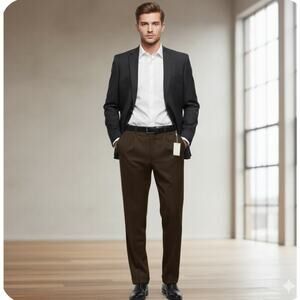 Lauren Ralph Lauren Pleated Cashmere Wool Cuffed Dress Pants 40x30 Brown NWT